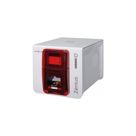 Evolis Zenius Expert, 1 face, 12 pts/mm (300 dpi), USB, Ethernet, encodeur magnétique, LCM, rouge