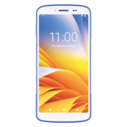 HC50 mit Notfalltaste, 2D, hot-swap, PTT, USB-C, BT, WiFi, NFC, Android, GMS, blanc, bleu Megacom