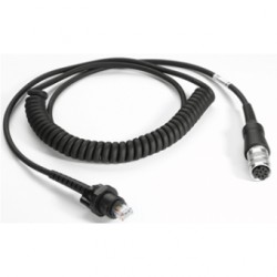 VC5090 RS232 Cable, LS3203ER, coiled, 9ft extended, rugged amphenol connector Megacom