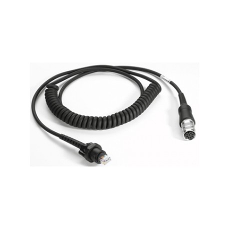 VC5090 RS232 Cable, LS3203ER, coiled, 9ft extended, rugged amphenol connector